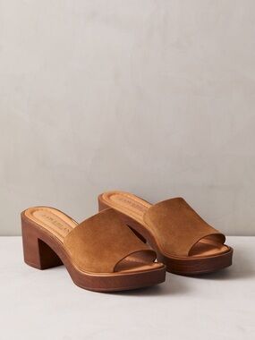 Overland Bria Brown Italian Suede Platform Sandals